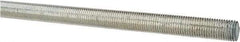 Made in USA - 7/16-20 UNF (Fine), 3' Long, Low Carbon Steel Threaded Rod - Zinc-Plated Finish, Right Hand Thread - Benchmark Tooling