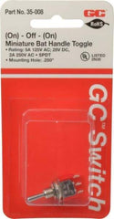 GC/Waldom - SPDT Miniature On-Off-On Toggle Switch - Solder Lug Terminal, Bat Handle Actuator, 125 VAC at 5 A & 250 VAC at 2 A - Benchmark Tooling