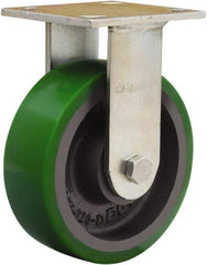 Hamilton - 6" Diam x 2" Wide x 7-1/2" OAH Top Plate Mount Rigid Caster - Polyurethane Mold onto Cast Iron Center, 1,200 Lb Capacity, Sealed Precision Ball Bearing, 4 x 4-1/2" Plate - Benchmark Tooling