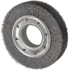 Osborn - 6" OD, 2" Arbor Hole, Crimped Steel Wheel Brush - 1-1/4" Face Width, 1" Trim Length, 0.008" Filament Diam, 6,000 RPM - Benchmark Tooling