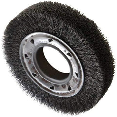 Osborn - 6" OD, 2" Arbor Hole, Crimped Steel Wheel Brush - 1-1/4" Face Width, 1" Trim Length, 0.0118" Filament Diam, 6,000 RPM - Benchmark Tooling