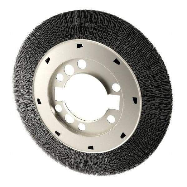 Osborn - 8" OD, 2" Arbor Hole, Crimped Steel Wheel Brush - 1-1/2" Face Width, 1-1/2" Trim Length, 0.008" Filament Diam, 4,500 RPM - Benchmark Tooling