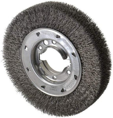 Osborn - 8" OD, 2" Arbor Hole, Crimped Steel Wheel Brush - 1-1/2" Face Width, 1-1/2" Trim Length, 0.0118" Filament Diam, 4,500 RPM - Benchmark Tooling