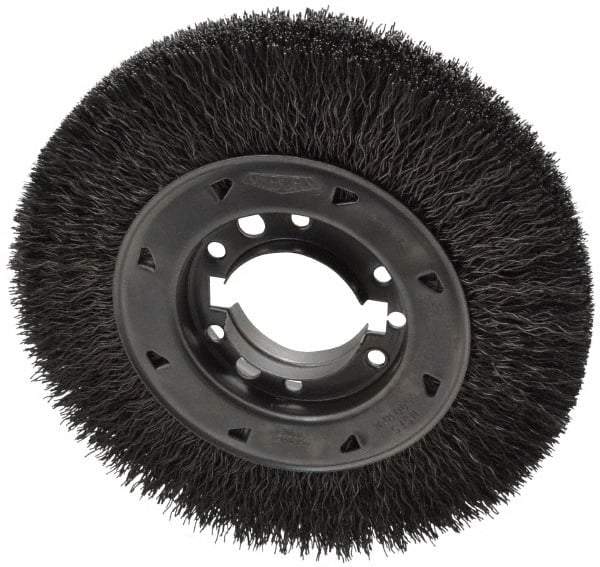 Osborn - 8" OD, 2" Arbor Hole, Crimped Steel Wheel Brush - 1-1/2" Face Width, 1-1/2" Trim Length, 0.02" Filament Diam, 4,500 RPM - Benchmark Tooling