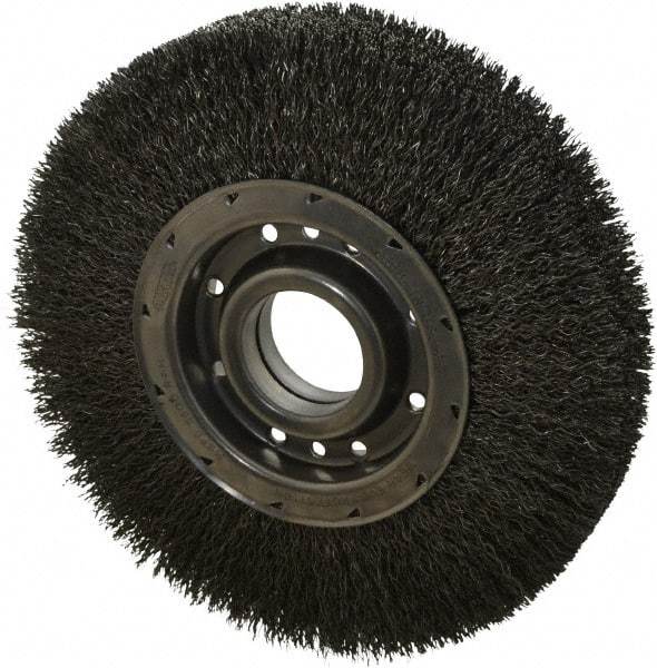 Osborn - 10" OD, 2" Arbor Hole, Crimped Steel Wheel Brush - 2" Face Width, 2-1/8" Trim Length, 0.02" Filament Diam, 3,600 RPM - Benchmark Tooling