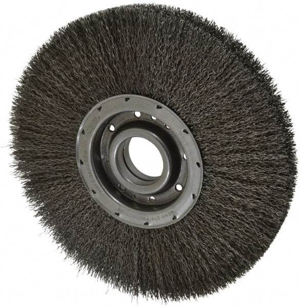 Osborn - 12" OD, 2" Arbor Hole, Crimped Steel Wheel Brush - 2" Face Width, 3-1/4" Trim Length, 0.02" Filament Diam, 3,600 RPM - Benchmark Tooling