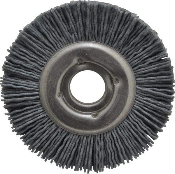 Osborn - 3" OD, 5/8" Arbor Hole, Crimped Nylon Wheel Brush - 1/2" Face Width, 5/8" Trim Length, 20,000 RPM - Benchmark Tooling