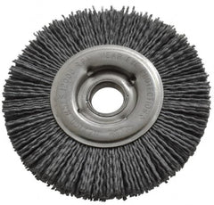 Osborn - 4" OD, 5/8" Arbor Hole, Crimped Nylon Wheel Brush - 5/8" Face Width, 3/4" Trim Length, 12,000 RPM - Benchmark Tooling