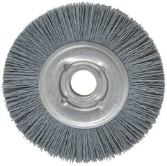 Osborn - 4" OD, 5/8" Arbor Hole, Crimped Nylon Wheel Brush - 5/8" Face Width, 3/4" Trim Length, 12,000 RPM - Benchmark Tooling