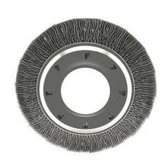 Osborn - 6" OD, 2" Arbor Hole, Crimped Nylon Wheel Brush - 7/8" Face Width, 1-1/16" Trim Length, 6,000 RPM - Benchmark Tooling