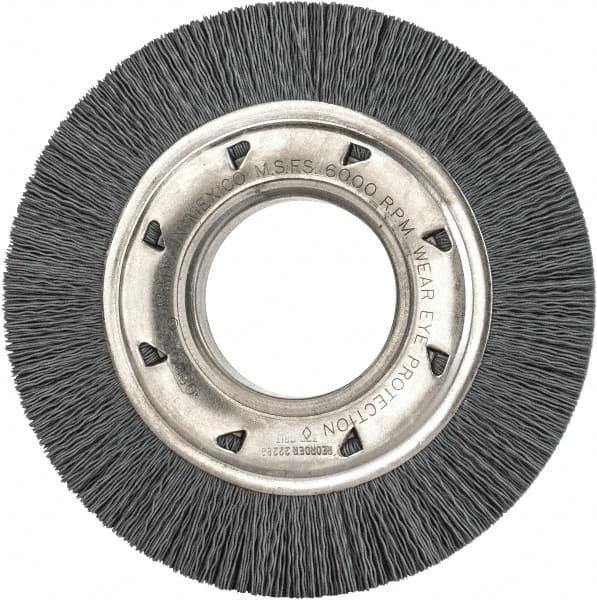 Osborn - 6" OD, 2" Arbor Hole, Crimped Nylon Wheel Brush - 7/8" Face Width, 1-1/16" Trim Length, 6,000 RPM - Benchmark Tooling