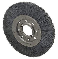 Osborn - 10" OD, 2" Arbor Hole, Crimped Nylon Wheel Brush - 1" Face Width, 2-1/16" Trim Length, 3,600 RPM - Benchmark Tooling