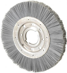 Osborn - 10" OD, 2" Arbor Hole, Crimped Nylon Wheel Brush - 1" Face Width, 2-1/16" Trim Length, 3,600 RPM - Benchmark Tooling