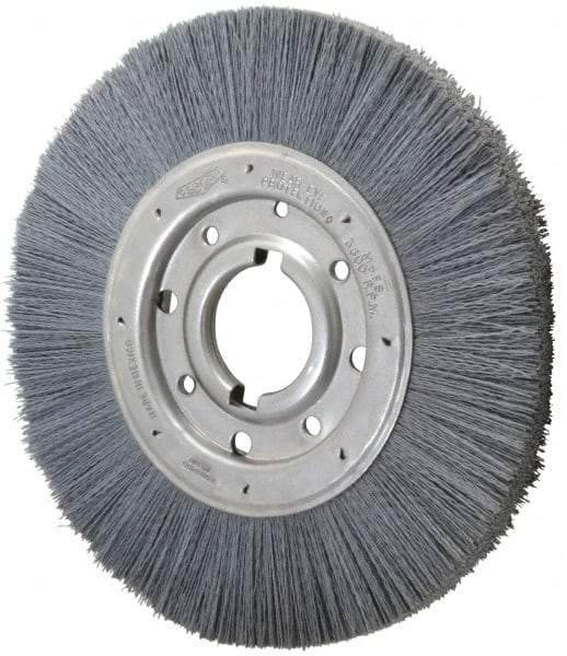 Osborn - 10" OD, 2" Arbor Hole, Crimped Nylon Wheel Brush - 1" Face Width, 2-1/16" Trim Length, 3,600 RPM - Benchmark Tooling