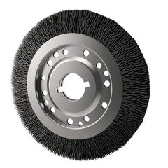 Osborn - 12" OD, 2" Arbor Hole, Crimped Nylon Wheel Brush - 1" Face Width, 2-1/8" Trim Length, 3,000 RPM - Benchmark Tooling