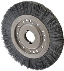 Osborn - 12" OD, 2" Arbor Hole, Crimped Nylon Wheel Brush - 1" Face Width, 2-1/8" Trim Length, 3,000 RPM - Benchmark Tooling