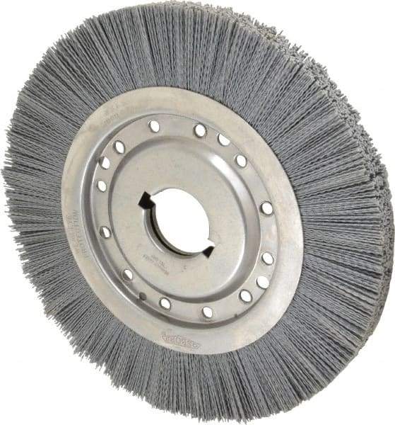 Osborn - 12" OD, 2" Arbor Hole, Crimped Nylon Wheel Brush - 1" Face Width, 2-1/8" Trim Length, 3,000 RPM - Benchmark Tooling