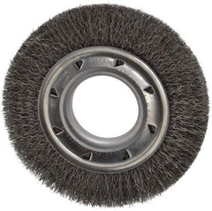 Osborn - 6" OD, 2" Arbor Hole, Crimped Steel Wheel Brush - 7/8" Face Width, 1" Trim Length, 0.0118" Filament Diam, 6,000 RPM - Benchmark Tooling