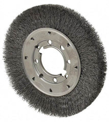 Osborn - 8" OD, 2" Arbor Hole, Crimped Steel Wheel Brush - 5/8" Face Width, 1-1/2" Trim Length, 0.0118" Filament Diam, 4,500 RPM - Benchmark Tooling