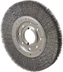 Osborn - 10" OD, 2" Arbor Hole, Crimped Steel Wheel Brush - 1-1/4" Face Width, 2" Trim Length, 0.0118" Filament Diam, 3,600 RPM - Benchmark Tooling