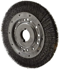 Osborn - 12" OD, 2" Arbor Hole, Crimped Steel Wheel Brush - 1-1/4" Face Width, 1-7/8" Trim Length, 0.02" Filament Diam, 3,000 RPM - Benchmark Tooling