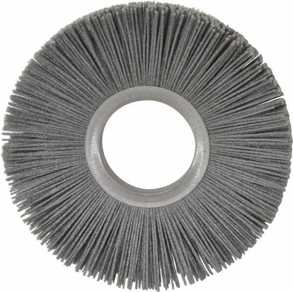 Osborn - 6" OD, 2" Arbor Hole, Crimped Nylon Wheel Brush - 1/2" Face Width, 1-5/8" Trim Length, 5,500 RPM - Benchmark Tooling