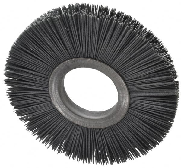 Osborn - 6" OD, 2" Arbor Hole, Crimped Nylon Wheel Brush - 1/2" Face Width, 1-5/8" Trim Length, 5,500 RPM - Benchmark Tooling