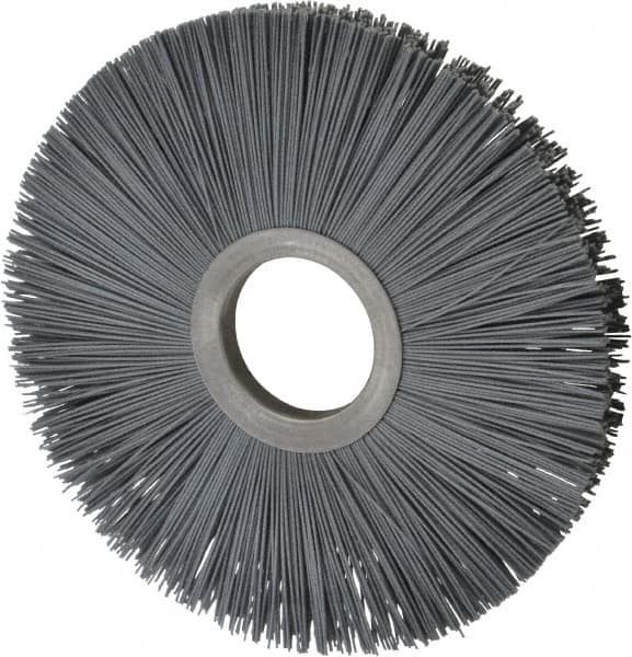 Osborn - 8" OD, 2" Arbor Hole, Crimped Nylon Wheel Brush - 1/2" Face Width, 2-5/8" Trim Length, 5,500 RPM - Benchmark Tooling