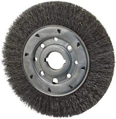 Osborn - 8" OD, 1-1/4" Arbor Hole, Crimped Steel Wheel Brush - 5/8" Face Width, 1-1/2" Trim Length, 0.014" Filament Diam, 4,500 RPM - Benchmark Tooling