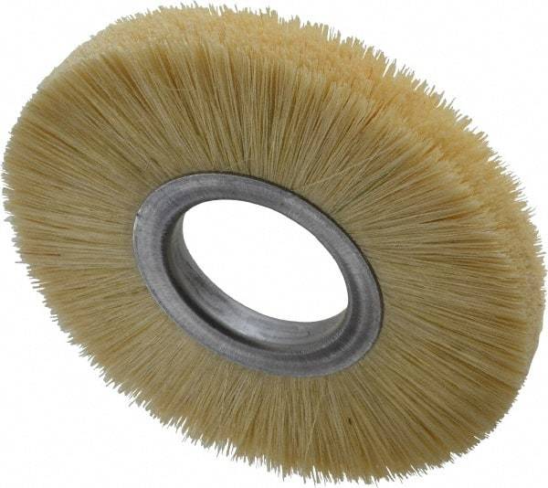 Osborn - 6" OD, 2" Arbor Hole, Crimped Natural Fiber Wheel Brush - 17/32" Face Width, 1-5/8" Trim Length, 6,000 RPM - Benchmark Tooling