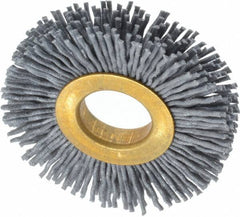 Osborn - 2" OD, 5/8" Arbor Hole, Crimped Nylon Wheel Brush - 3/8" Face Width, 7/16" Trim Length, 15,000 RPM - Benchmark Tooling