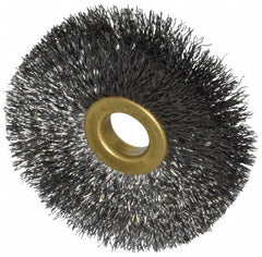 Osborn - 2-1/2" OD, 1/2" Arbor Hole, Crimped Steel Wheel Brush - 1/4" Face Width, 3/4" Trim Length, 0.008" Filament Diam, 20,000 RPM - Benchmark Tooling