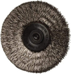 Osborn - 2-1/2" OD, 1/4" Shank Diam, Crimped Stainless Steel Wheel Brush - 7/16" Face Width, 11/16" Trim Length, 0.006" Filament Diam, 20,000 RPM - Benchmark Tooling