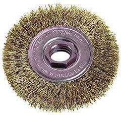 Osborn - 4" OD, M10x1.50 Arbor Hole, Crimped Steel Wheel Brush - 1/2" Face Width, 7/8" Trim Length, 0.014" Filament Diam, 15,000 RPM - Benchmark Tooling