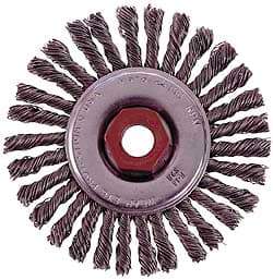 Osborn - 4" OD, M14x2.00 Arbor Hole, Knotted Stainless Steel Wheel Brush - 1/4" Face Width, 7/8" Trim Length, 0.02" Filament Diam, 20,000 RPM - Benchmark Tooling