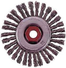 Osborn - 4" OD, 1/2-13 Arbor Hole, Knotted Stainless Steel Wheel Brush - 1/4" Face Width, 7/8" Trim Length, 0.02" Filament Diam, 20,000 RPM - Benchmark Tooling