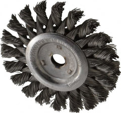 Osborn - 3" OD, 3/8" Arbor Hole, Knotted Steel Wheel Brush - 3/8" Face Width, 5/8" Trim Length, 0.014" Filament Diam, 25,000 RPM - Benchmark Tooling
