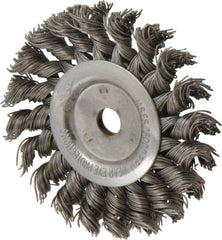 Osborn - 3" OD, 3/8" Arbor Hole, Knotted Steel Wheel Brush - 3/8" Face Width, 5/8" Trim Length, 0.02" Filament Diam, 25,000 RPM - Benchmark Tooling