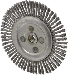 Osborn - 6-1/2" OD, 5/8-11 Arbor Hole, Knotted Steel Wheel Brush - 3/16" Face Width, 1-1/4" Trim Length, 0.02" Filament Diam, 12,000 RPM - Benchmark Tooling