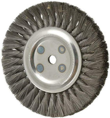 Osborn - 8" OD, 5/8" Arbor Hole, Knotted Steel Wheel Brush - 5/8" Face Width, 1-11/16" Trim Length, 0.0118" Filament Diam, 8,500 RPM - Benchmark Tooling