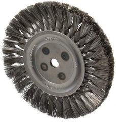 Osborn - 8" OD, 5/8" Arbor Hole, Knotted Steel Wheel Brush - 5/8" Face Width, 1-11/16" Trim Length, 0.014" Filament Diam, 8,500 RPM - Benchmark Tooling