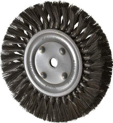 Osborn - 8" OD, 5/8" Arbor Hole, Knotted Steel Wheel Brush - 5/8" Face Width, 1-11/16" Trim Length, 0.016" Filament Diam, 8,500 RPM - Benchmark Tooling