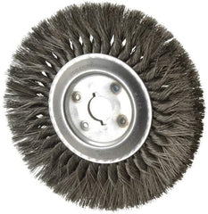 Osborn - 10" OD, 1-1/4" Arbor Hole, Knotted Steel Wheel Brush - 5/8" Face Width, 2-1/4" Trim Length, 0.016" Filament Diam, 4,500 RPM - Benchmark Tooling