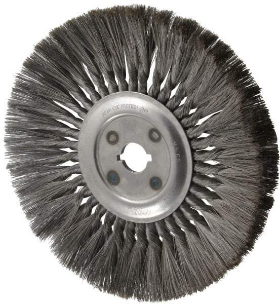 Osborn - 12" OD, 1-1/4" Arbor Hole, Knotted Steel Wheel Brush - 5/8" Face Width, 0.0118" Filament Diam, 4,500 RPM - Benchmark Tooling