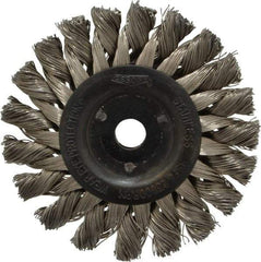 Osborn - 3" OD, 3/8" Arbor Hole, Knotted Stainless Steel Wheel Brush - 3/8" Face Width, 5/8" Trim Length, 0.014" Filament Diam, 25,000 RPM - Benchmark Tooling