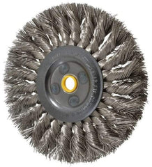 Osborn - 6" OD, 5/8" Arbor Hole, Knotted Stainless Steel Wheel Brush - 1/2" Face Width, 1-1/2" Trim Length, 0.016" Filament Diam, 9,000 RPM - Benchmark Tooling