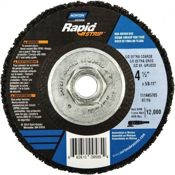 Norton - 4-1/2" Wheel Diam, 1/2" Wheel Thickness, Type 27 Depressed Center Wheel - Silicon Carbide, 12,000 Max RPM, Compatible with Angle Grinder, Drill, Flexible Shaft Motor & Straight Shaft Grinder - Benchmark Tooling