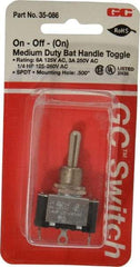 GC/Waldom - SPDT Medium Duty On-Off-On Toggle Switch - Solder Lug Terminal, Bat Handle Actuator, 1/4 hp at 125/250 VAC hp, 125 VAC at 6 A & 250 VAC at 3 A - Benchmark Tooling