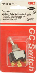 GC/Waldom - SPDT Medium Duty On-On Toggle Switch - Screw Terminal, Bat Handle Actuator, 1/4 hp at 125/250 VAC hp, 125 VAC at 6 A & 250 VAC at 3 A - Benchmark Tooling