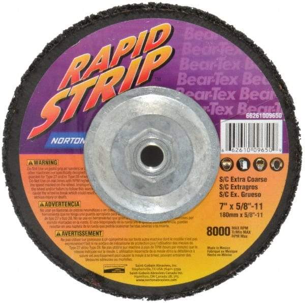 Norton - 7" Wheel Diam, 1/2" Wheel Thickness, Type 27 Depressed Center Wheel - Silicon Carbide, 8,000 Max RPM, Compatible with Angle Grinder, Drill, Flexible Shaft Motor & Straight Shaft Grinder - Benchmark Tooling